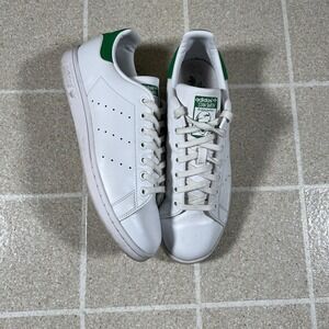 Adidas Stan Smith Shoes Mens Size 9 White Green Leather Classic Tennis Sneakers
